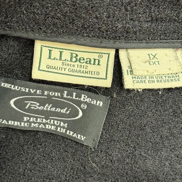 LL Bean Bellandi 100% Wool Black Boiled Wool Sweater Jacket Cardigan 1X Ex Tall - Picture 16 of 16